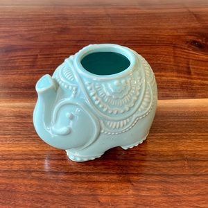 Small Boho Elephant Planter, Teal